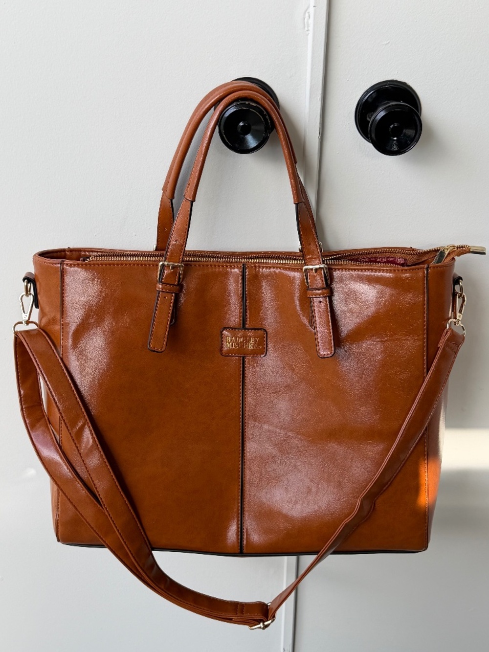 Badgley Mischka Julia Vegan Leather Weekender Tote Bag Tan colorway